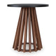 Kely Round Side End Table | Conical Slatted Base | Black & Brown 25"