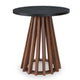 Kely Round Side End Table | Conical Slatted Base | Black & Brown 25"