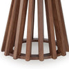 Kely Round Side End Table | Conical Slatted Base | Black & Brown 25"