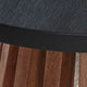 Kely Round Side End Table | Conical Slatted Base | Black & Brown 25"