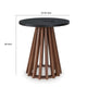 Kely Round Side End Table | Conical Slatted Base | Black & Brown 25"