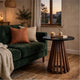 Kely Round Side End Table | Conical Slatted Base | Black & Brown 25"