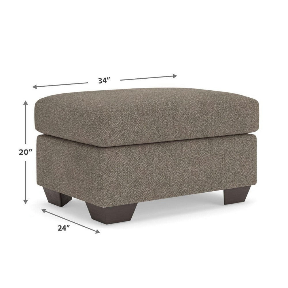 Teu Accent Ottoman | Poly Fiber Foam Seat | Suede Brown Polyester | 34"