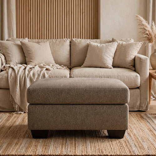 Teu Accent Ottoman | Poly Fiber Foam Seat | Suede Brown Polyester | 34"