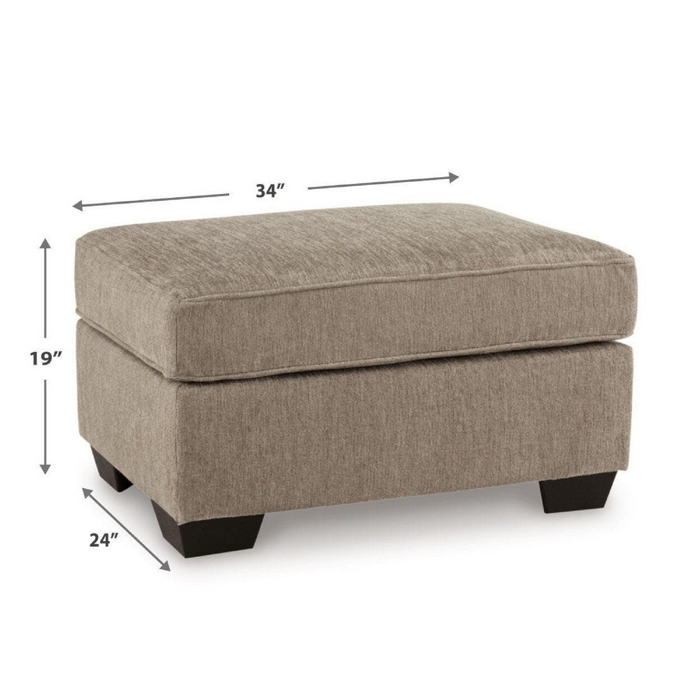 Oly Accent Ottoman | Foam Seat | Mocha Brown Polyester | Black Legs 34"