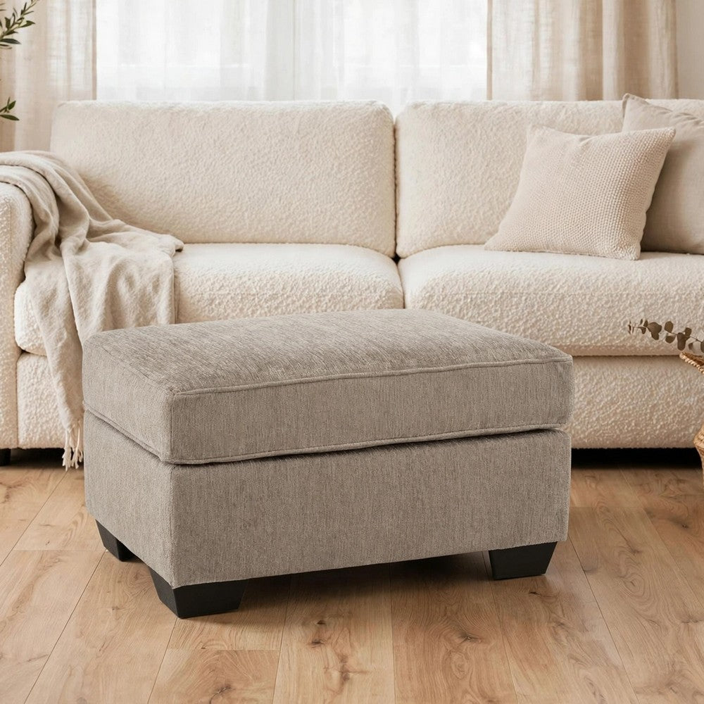 Oly Accent Ottoman | Foam Seat | Mocha Brown Polyester | Black Legs 34"