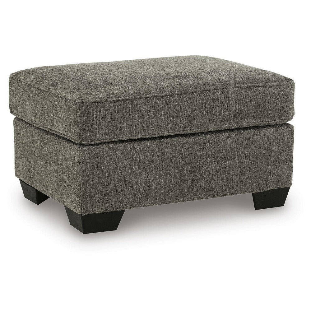 Oly Accent Ottoman | Foam Seat | Graphite Gray Polyester | Black Legs 34"