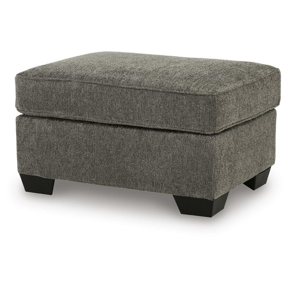 Oly Accent Ottoman | Foam Seat | Graphite Gray Polyester | Black Legs 34"