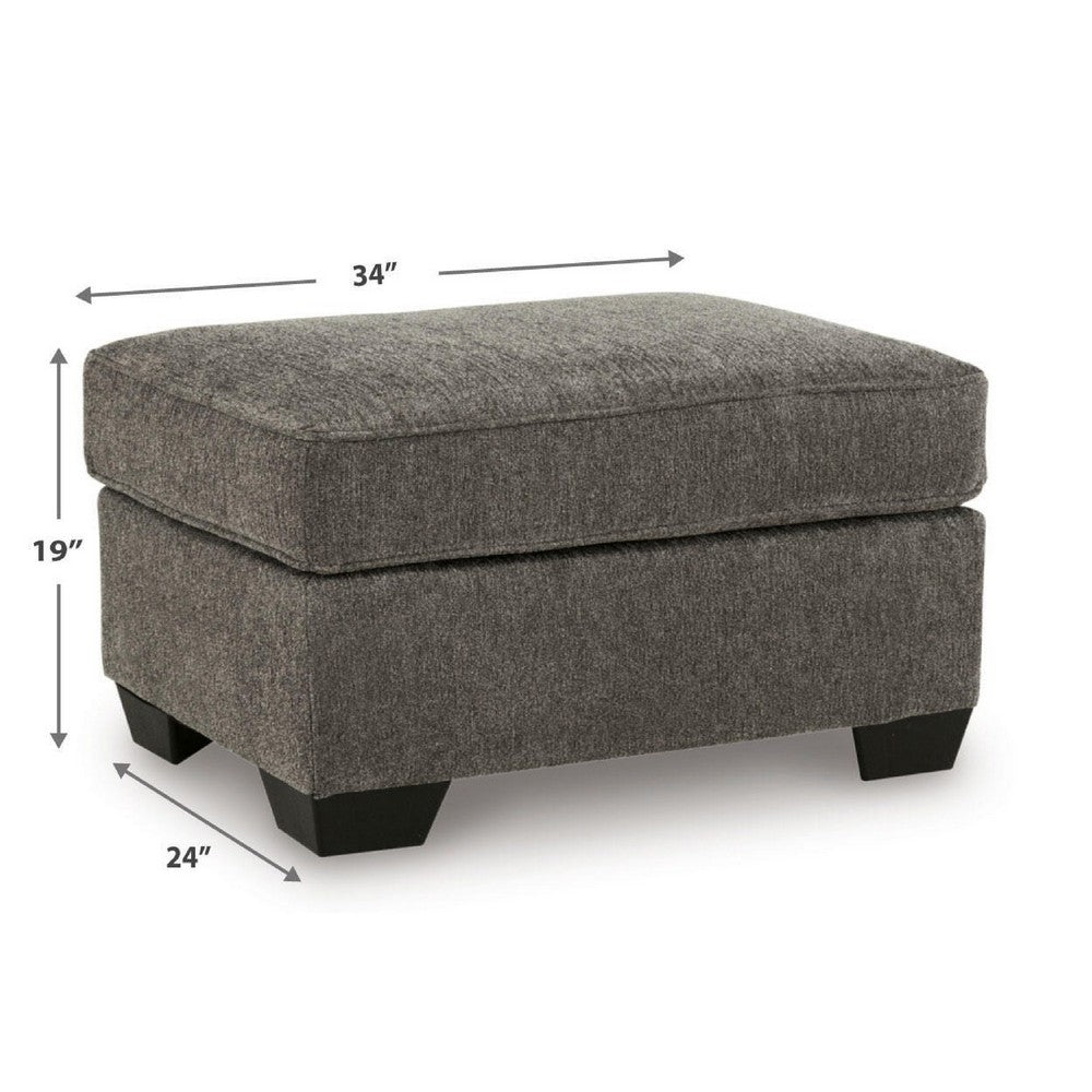 Oly Accent Ottoman | Foam Seat | Graphite Gray Polyester | Black Legs 34"