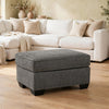 Oly Accent Ottoman | Foam Seat | Graphite Gray Polyester | Black Legs 34"