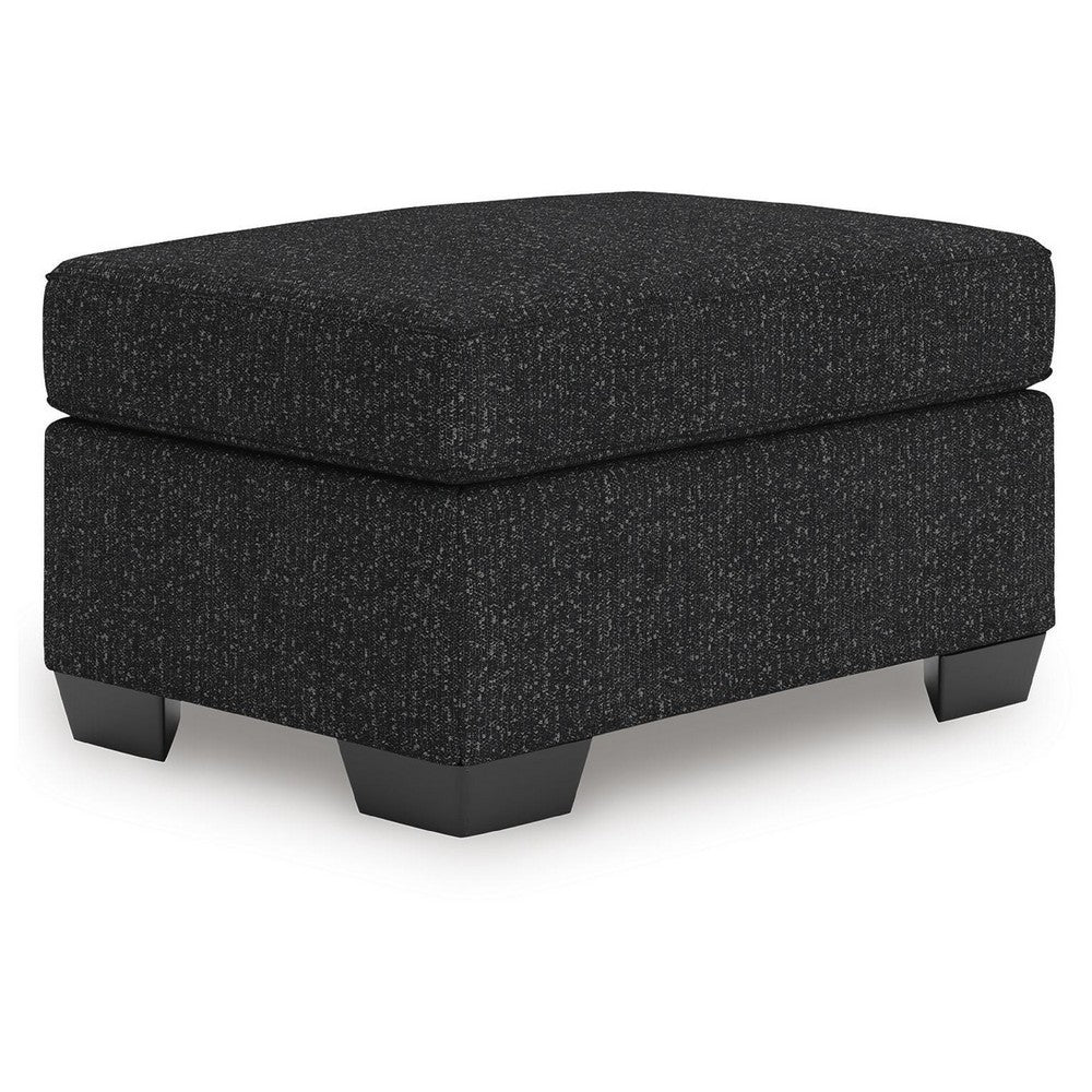 Jez Accent Ottoman | Cushioned Foam Seat | Coal Black Polyester 34"