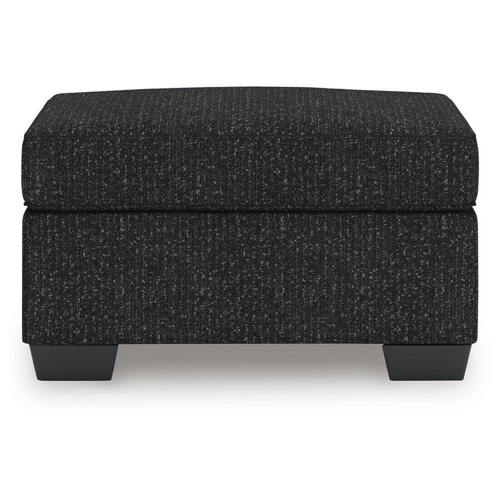 Jez Accent Ottoman | Cushioned Foam Seat | Coal Black Polyester 34"