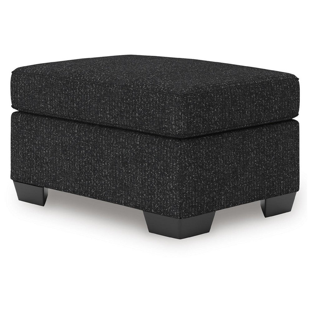 Jez Accent Ottoman | Cushioned Foam Seat | Coal Black Polyester 34"