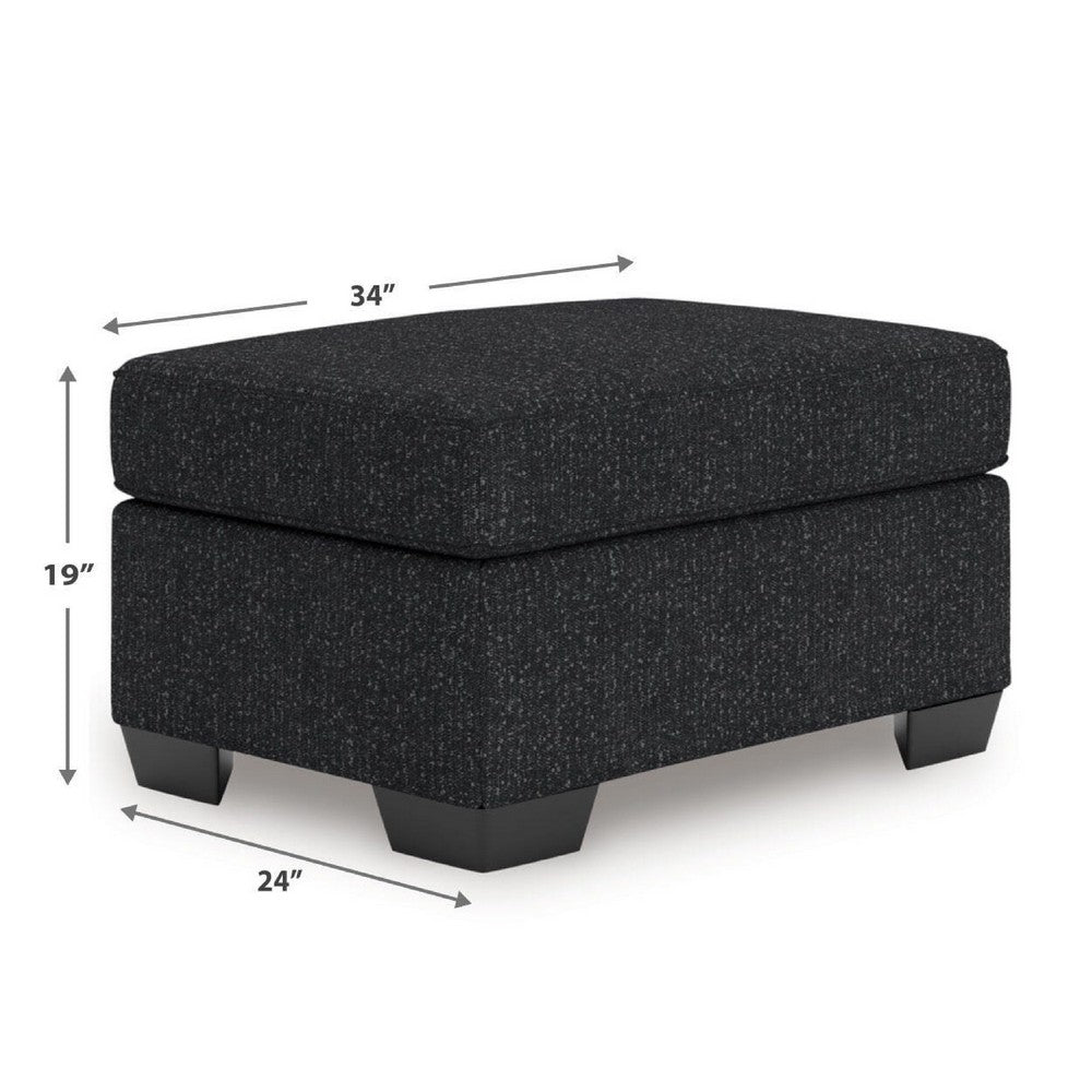 Jez Accent Ottoman | Cushioned Foam Seat | Coal Black Polyester 34"