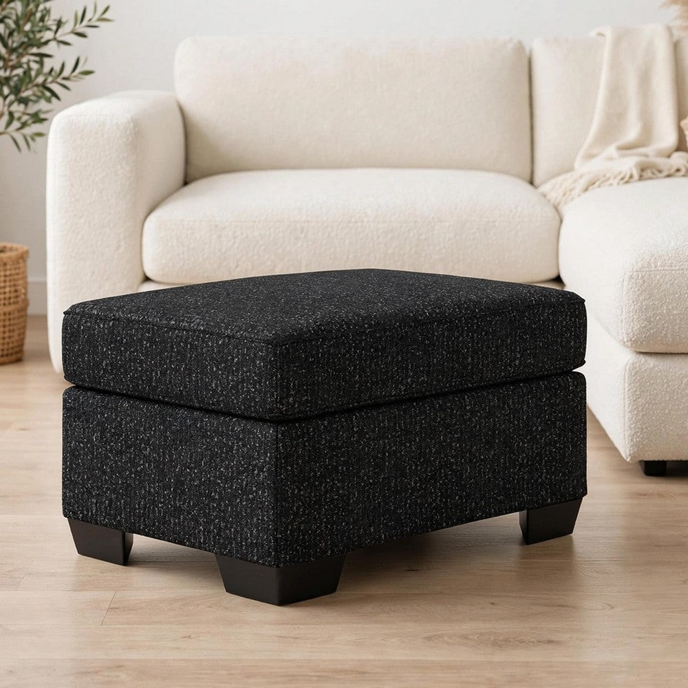 Jez Accent Ottoman | Cushioned Foam Seat | Coal Black Polyester 34"