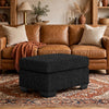 Jez Accent Ottoman | Cushioned Foam Seat | Coal Black Polyester 34"