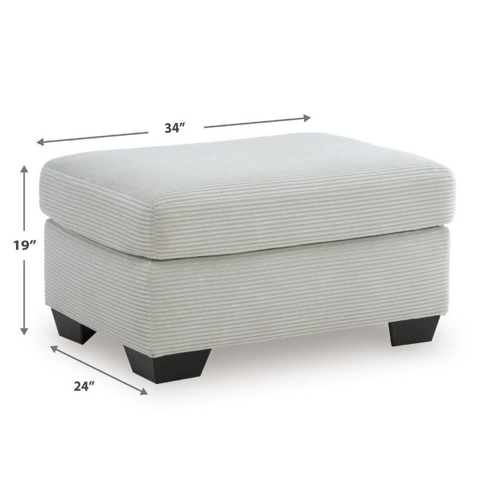 Gesi Accent Ottoman | Boxed Seat | Foam Fill Smoke Gray Corduroy 34"