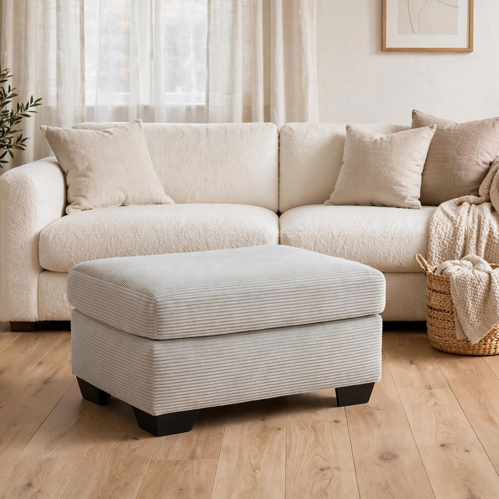Gesi Accent Ottoman | Boxed Seat | Foam Fill Smoke Gray Corduroy 34"