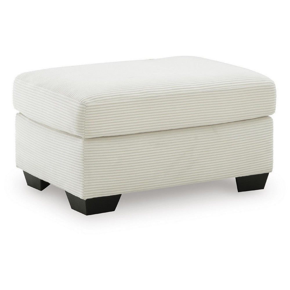 Gesi Accent Ottoman | Boxed Seat | Foam Fill Soft Ivory Corduroy 34"