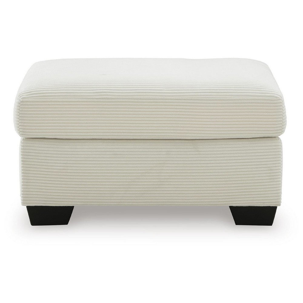 Gesi Accent Ottoman | Boxed Seat | Foam Fill Soft Ivory Corduroy 34"