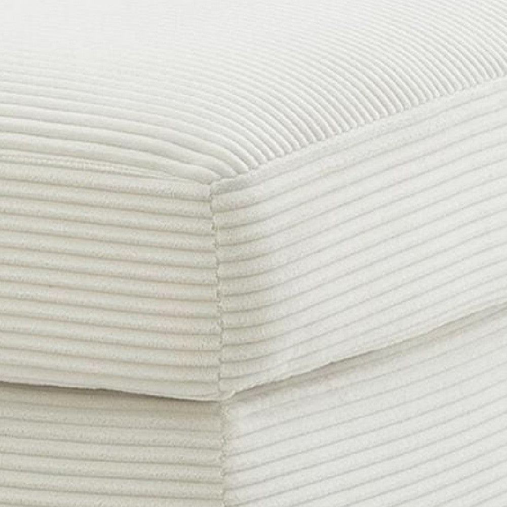 Gesi Accent Ottoman | Boxed Seat | Foam Fill Soft Ivory Corduroy 34"