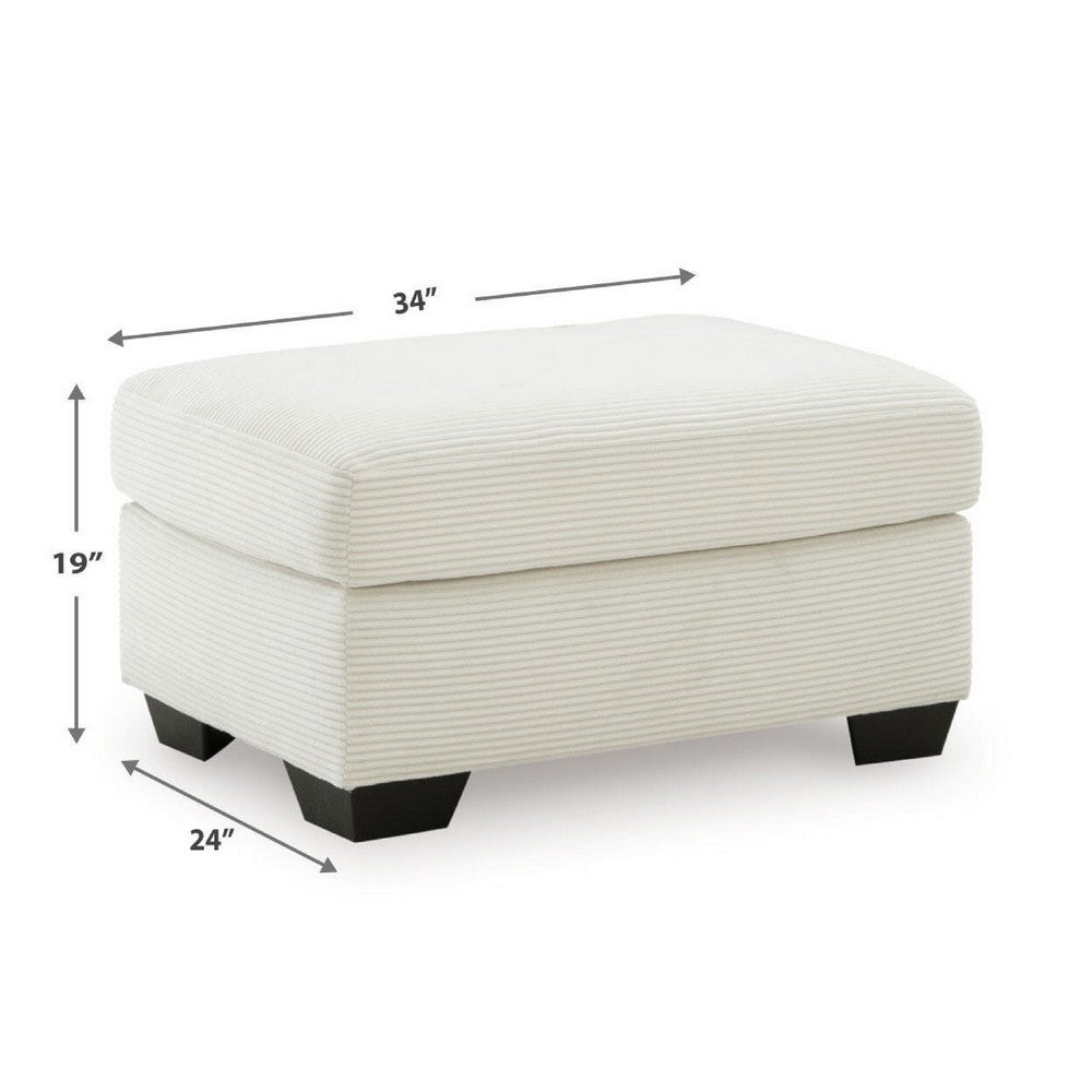 Gesi Accent Ottoman | Boxed Seat | Foam Fill Soft Ivory Corduroy 34"