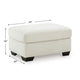 Gesi Accent Ottoman | Boxed Seat | Foam Fill Soft Ivory Corduroy 34"