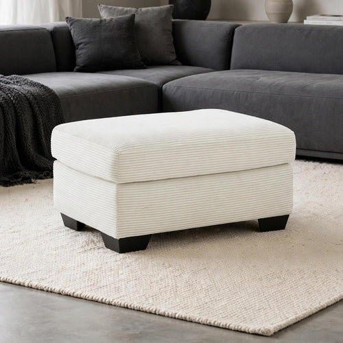 Gesi Accent Ottoman | Boxed Seat | Foam Fill Soft Ivory Corduroy 34"