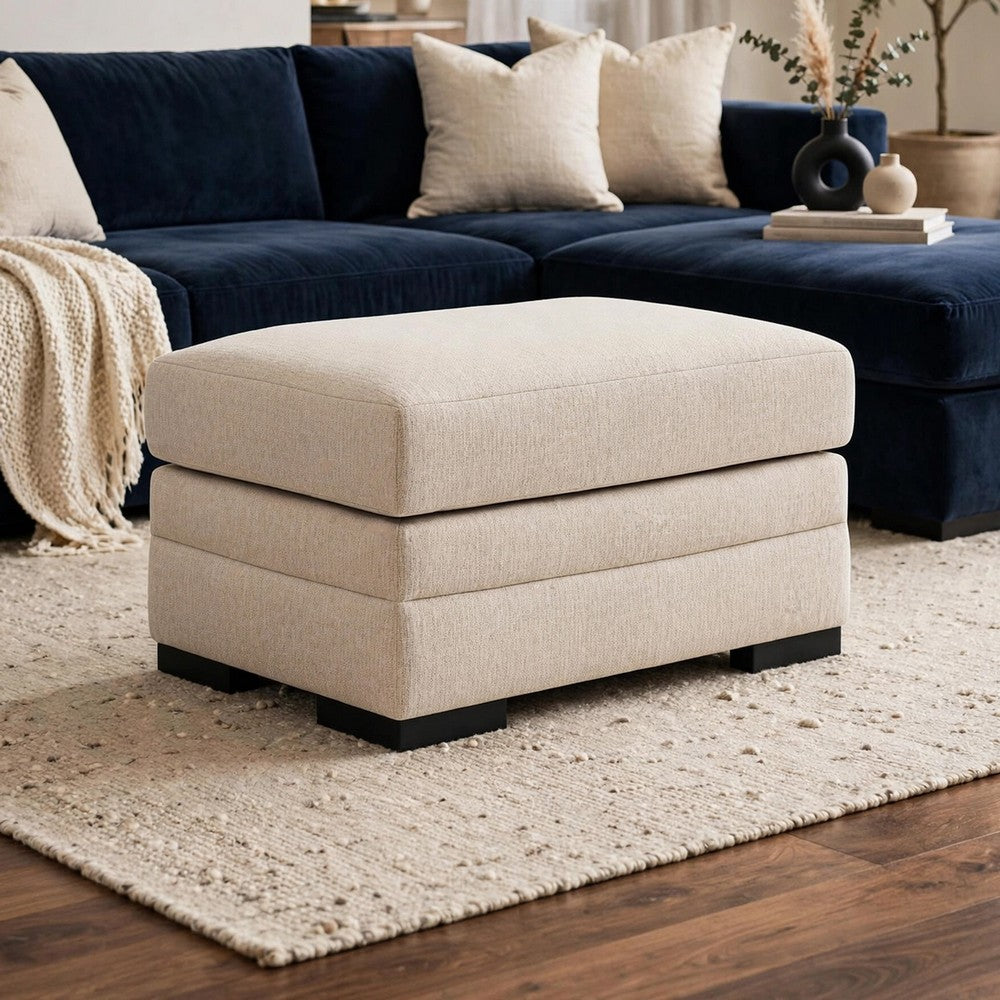 Jimy Accent Ottoman | Foam Cushion | Jute Brown Nuvella Fabric 34"