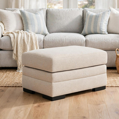 Jimy Accent Ottoman | Foam Cushion | Jute Brown Nuvella Fabric 34"