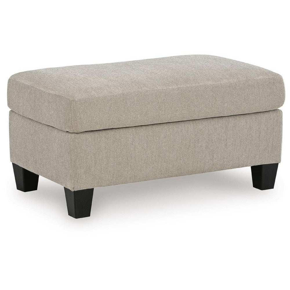 Wecy Accent Ottoman | Foam Fill Taupe Gray Polyester | Black Legs 40"