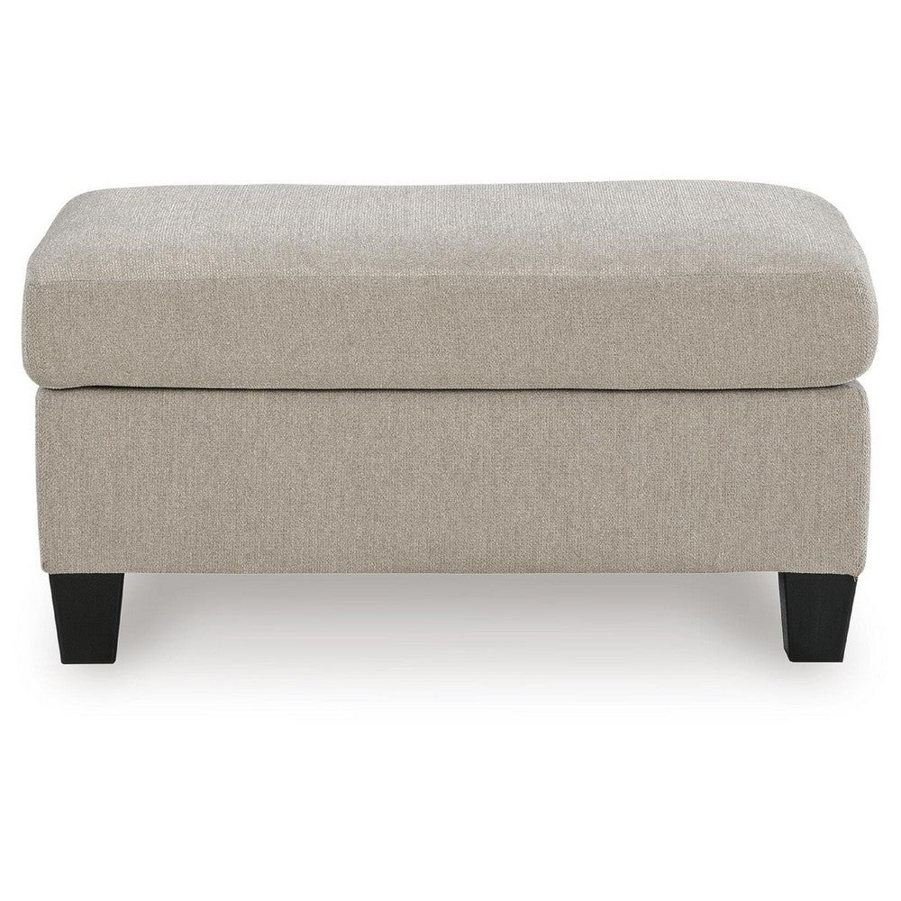 Wecy Accent Ottoman | Foam Fill Taupe Gray Polyester | Black Legs 40"