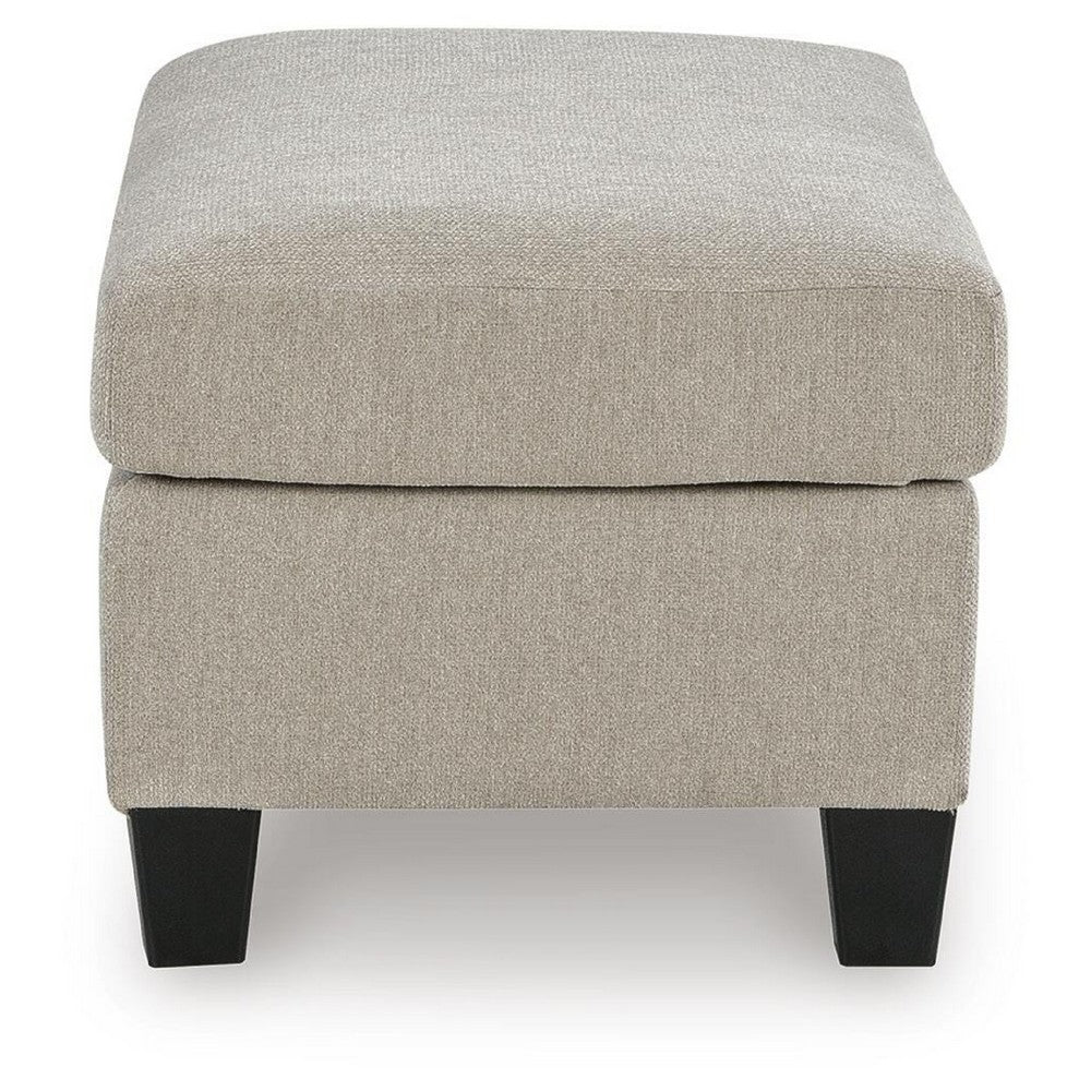 Wecy Accent Ottoman | Foam Fill Taupe Gray Polyester | Black Legs 40"