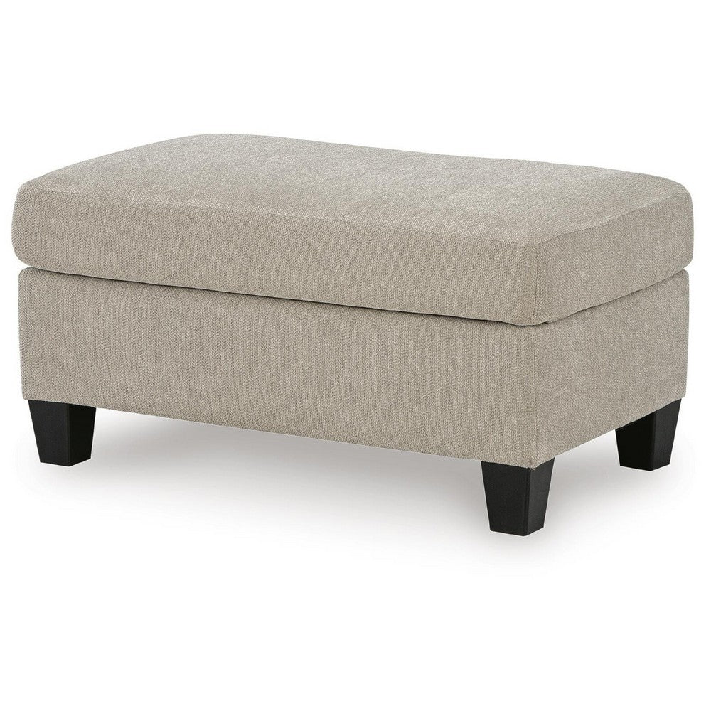 Wecy Accent Ottoman | Foam Fill Taupe Gray Polyester | Black Legs 40"