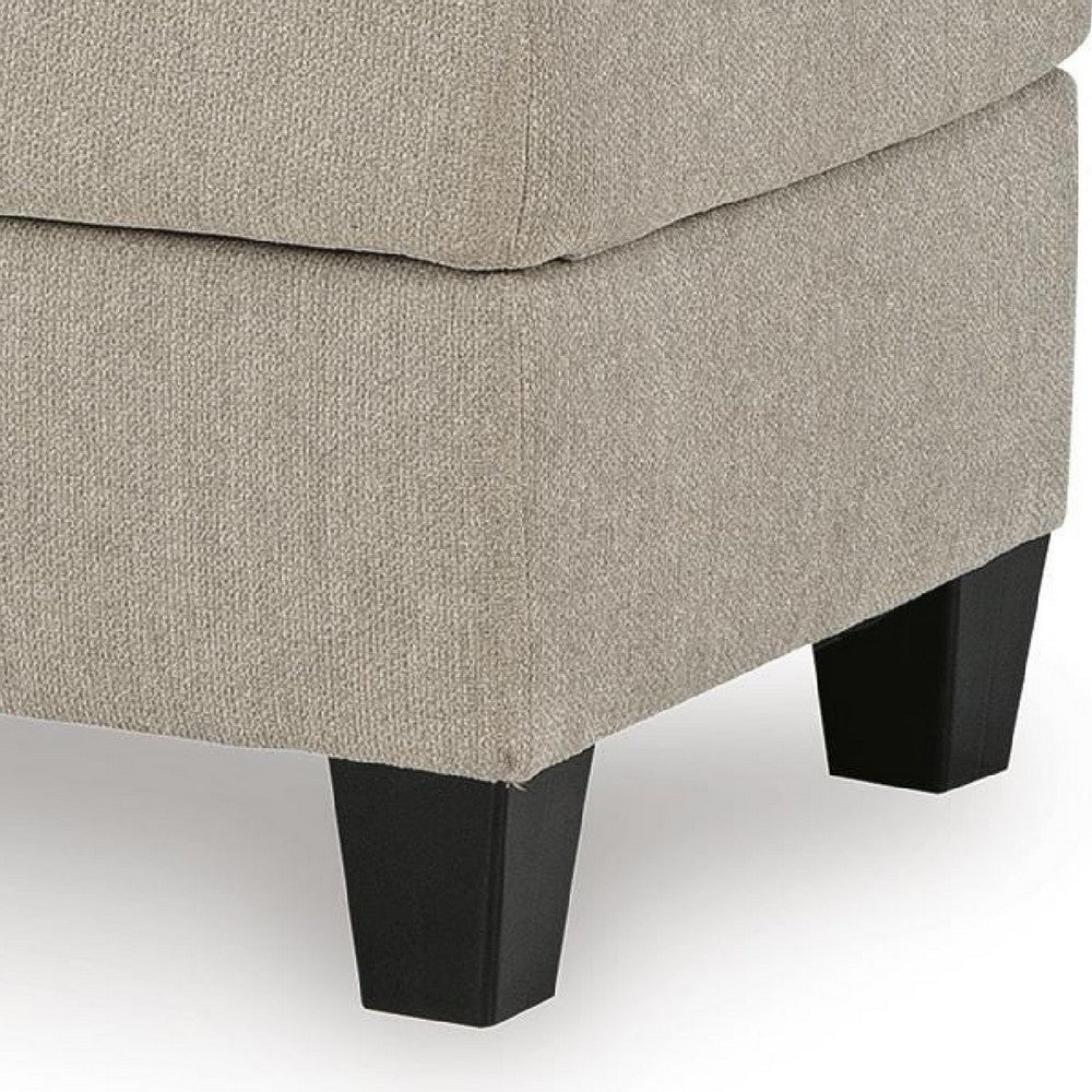 Wecy Accent Ottoman | Foam Fill Taupe Gray Polyester | Black Legs 40"