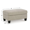 Wecy Accent Ottoman | Foam Fill Taupe Gray Polyester | Black Legs 40"