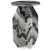 Wira Accent Table | Round Top | Sculptural Base | White Black Marble 23"