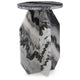 Wira Accent Table | Round Top | Sculptural Base | White Black Marble 23"