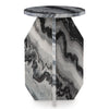 Wira Accent Table | Round Top | Sculptural Base | White Black Marble 23"