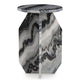 Wira Accent Table | Round Top | Sculptural Base | White Black Marble 23"