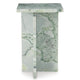 Delo Square Accent Table | Cross Panel Base | White | Green Marble 22"