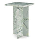 Delo Square Accent Table | Cross Panel Base | White | Green Marble 22"