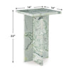 Delo Square Accent Table | Cross Panel Base | White | Green Marble 22"