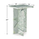 Delo Square Accent Table | Cross Panel Base | White | Green Marble 22"