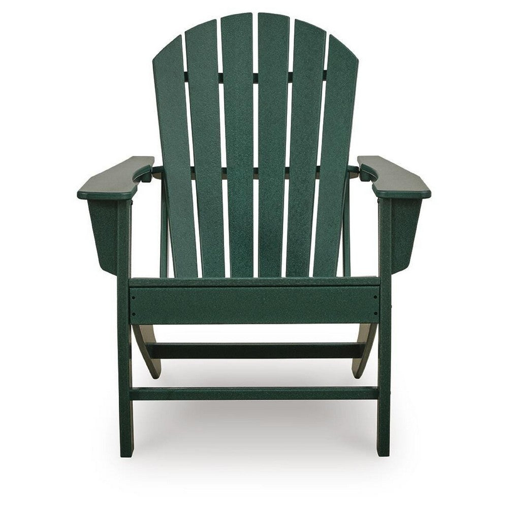 Sunny Outdoor Adirondack Chair | Slatted Design | Curved Back | Green HDPE