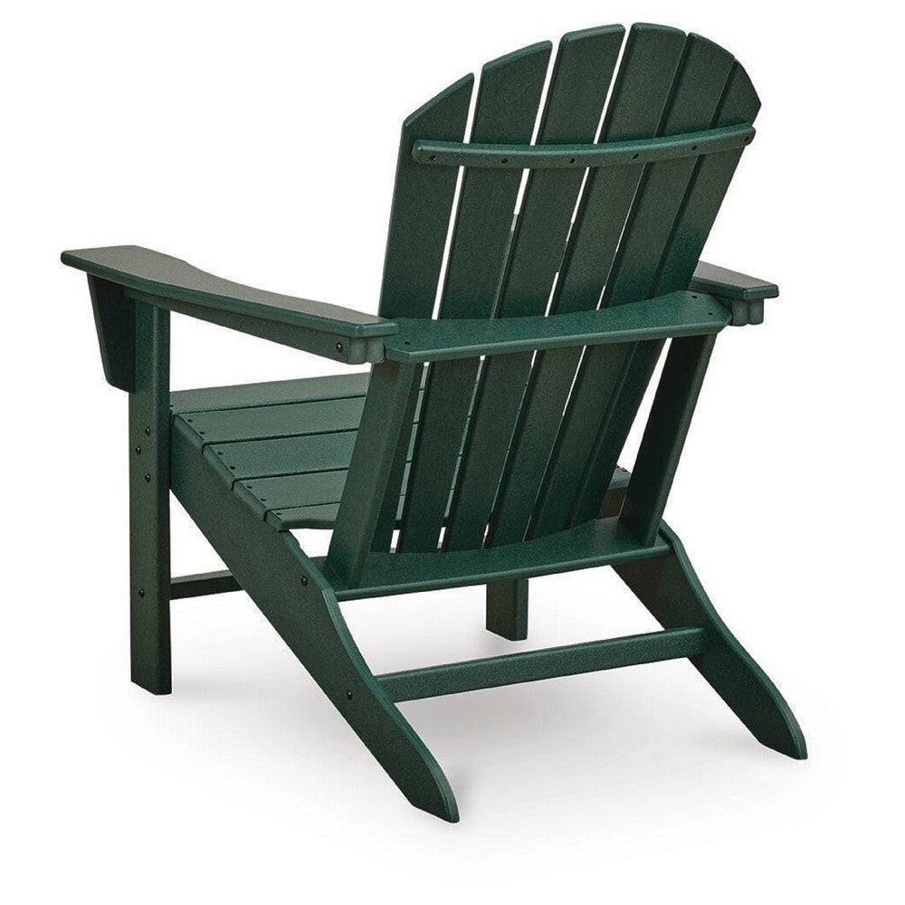 Sunny Outdoor Adirondack Chair | Slatted Design | Curved Back | Green HDPE