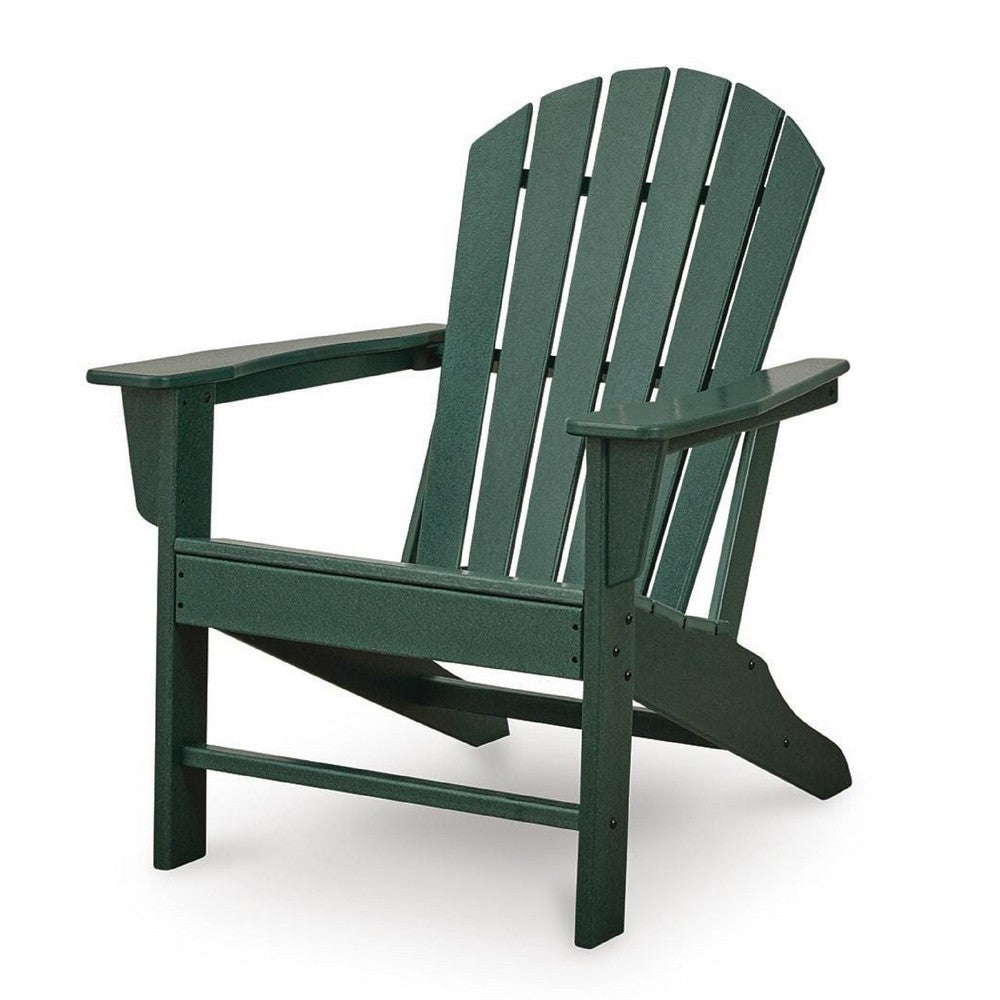 Sunny Outdoor Adirondack Chair | Slatted Design | Curved Back | Green HDPE