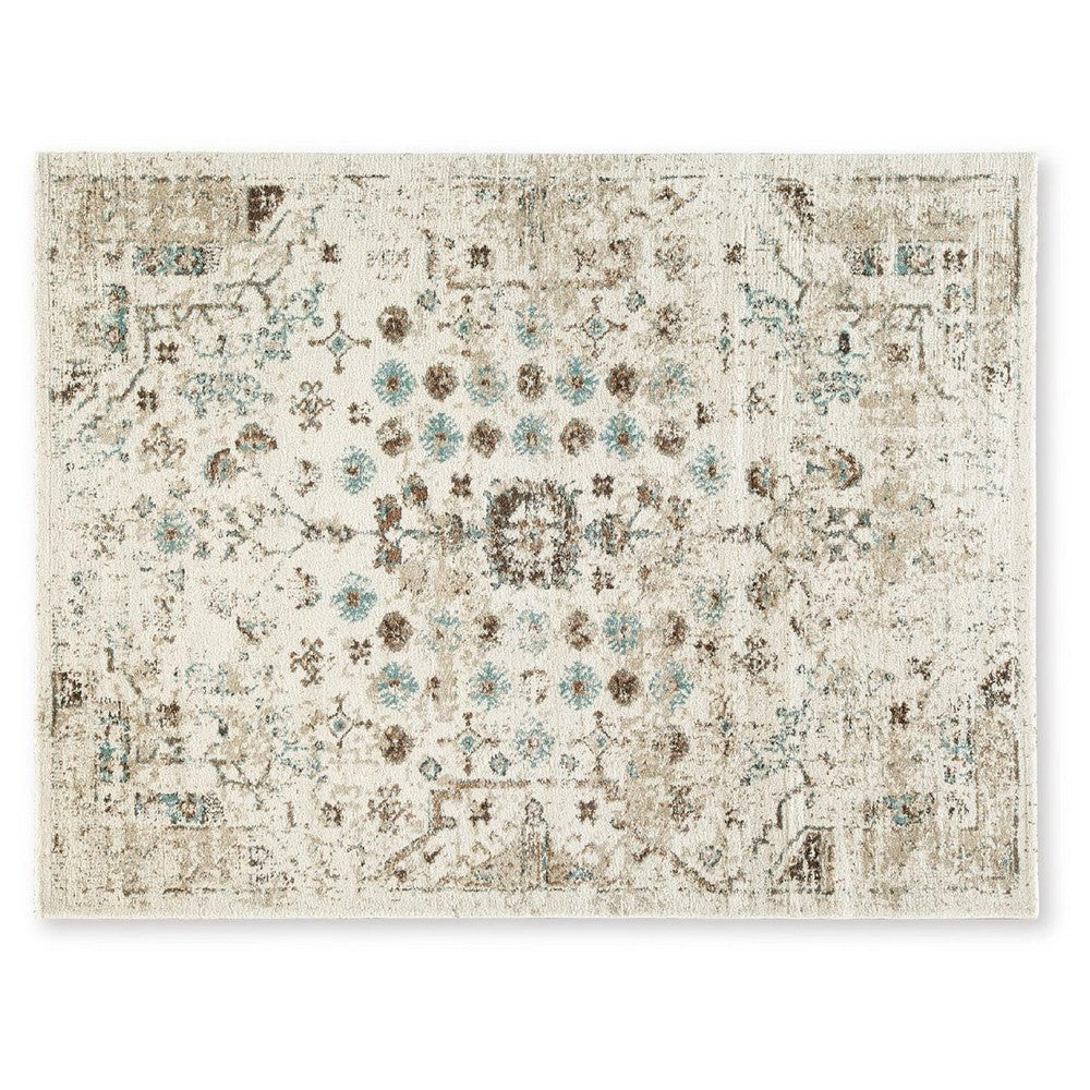 Jai Large Area Rug | Medallion Pattern | Brown & Teal Polypropylene 8x10