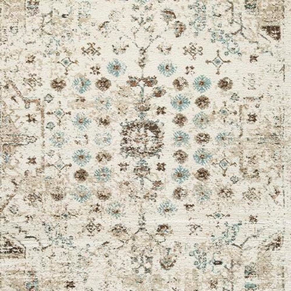 Jai Large Area Rug | Medallion Pattern | Brown & Teal Polypropylene 8x10