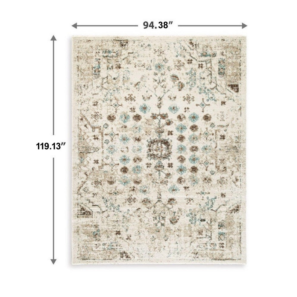 Jai Large Area Rug | Medallion Pattern | Brown & Teal Polypropylene 8x10
